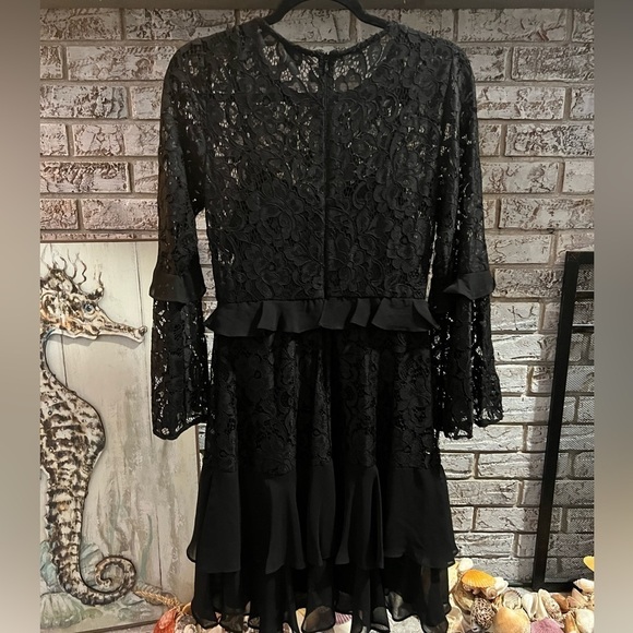 Neiman Marcus Lace Sheer Long Sleeve Dress - Picture 5 of 10